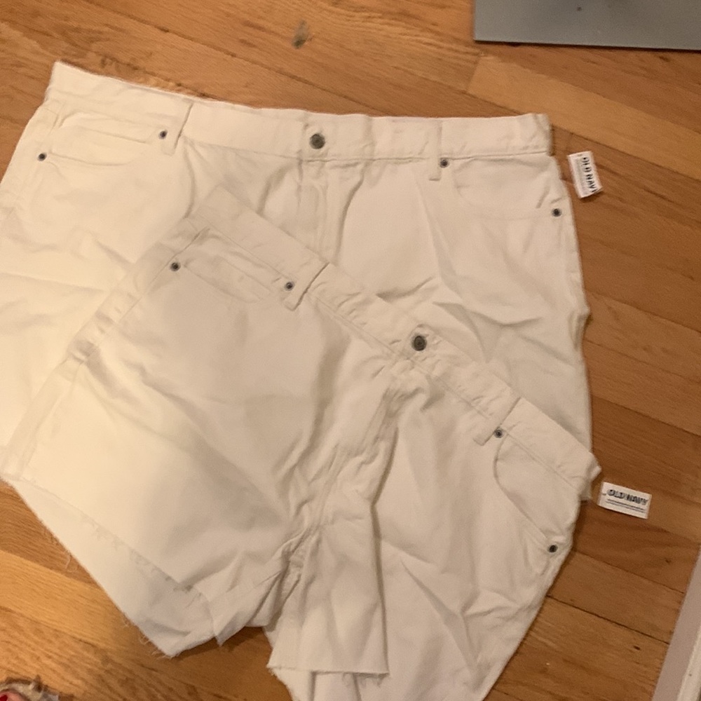 High rise slouchy straight white denim shorts